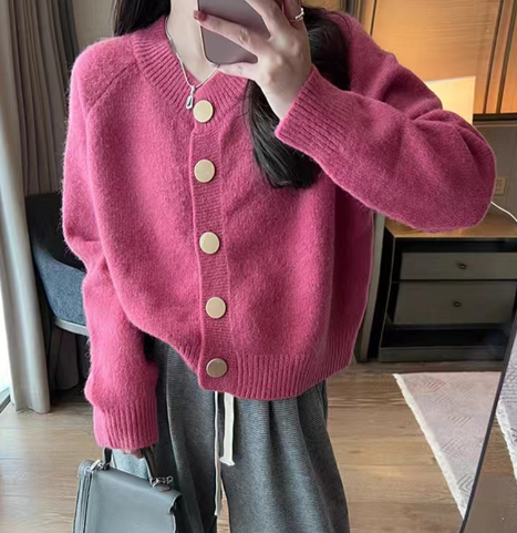 Asymmetrical Cardigan in Rose Pink