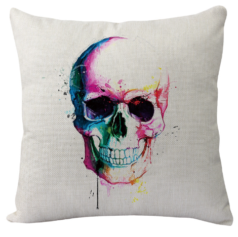 Colorful Skull Pillow Cover 3