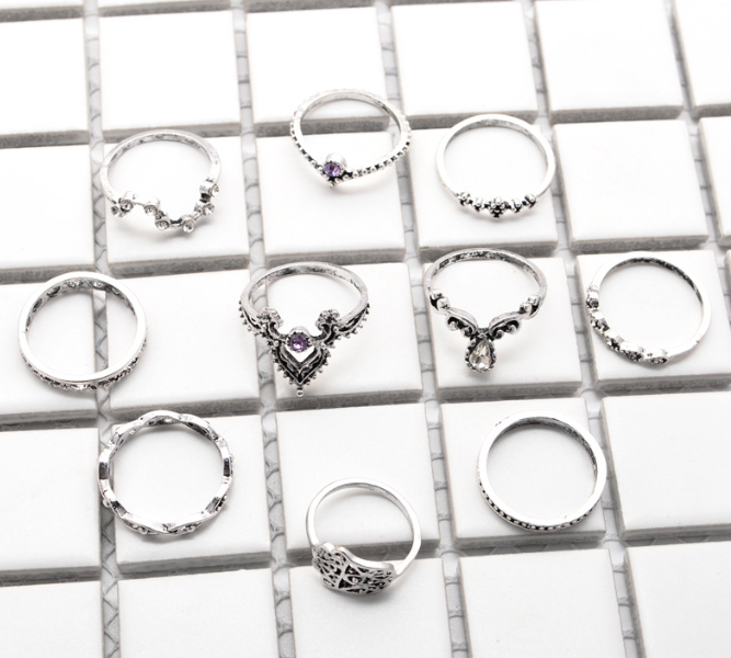 Purple Diamond Ring Set Image 3