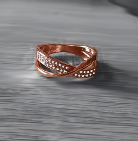 X-shaped dual-color zircon copper ring