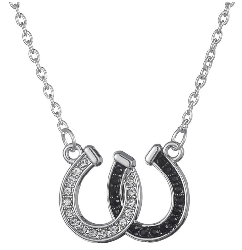 Double U-Shaped Black and White Horseshoe Necklace Image 1