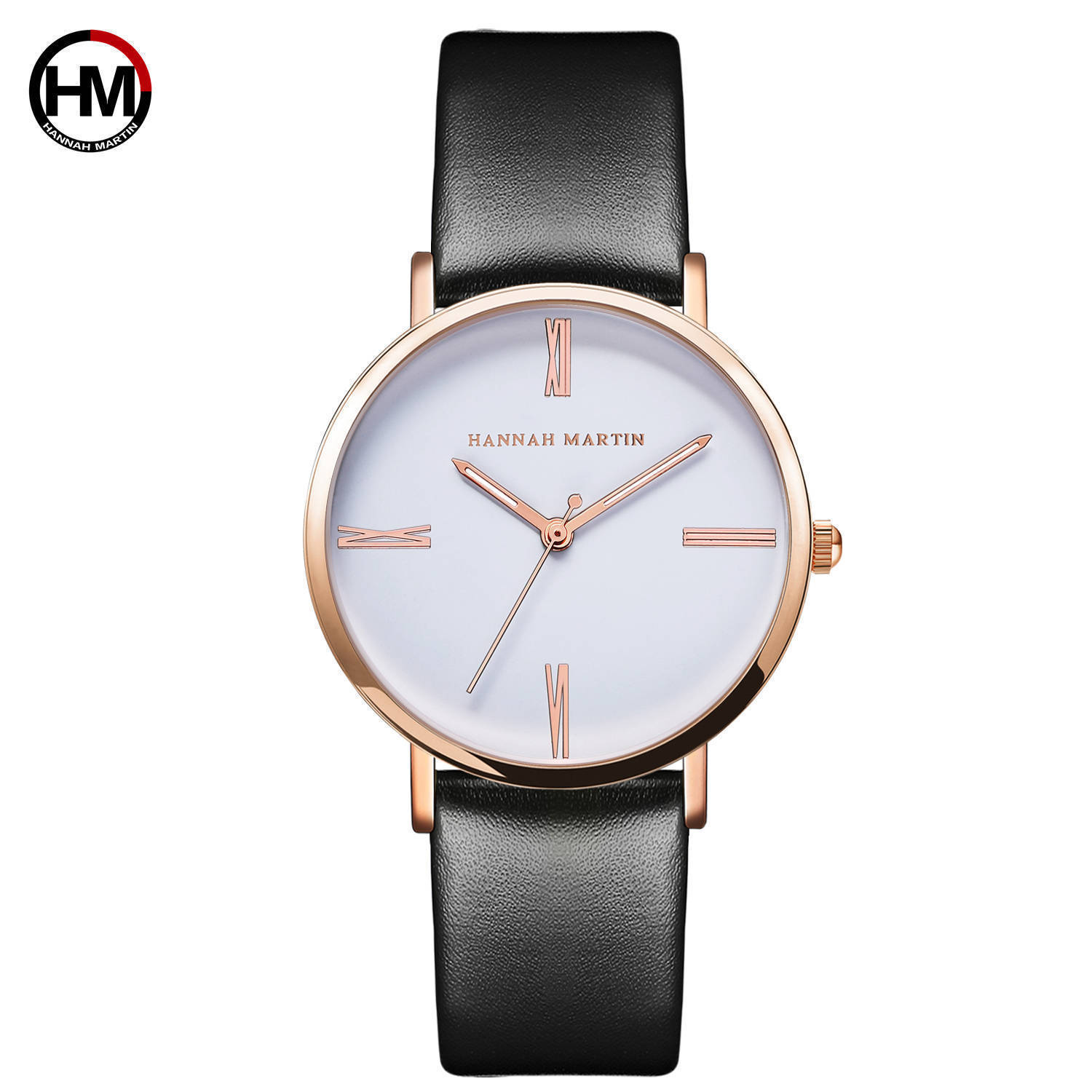 Leather Strap Watch - Black White
