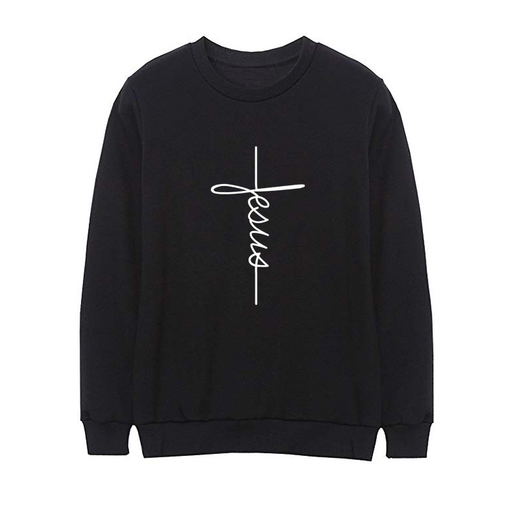Jesus Letter Print Sweatshirt Image 1