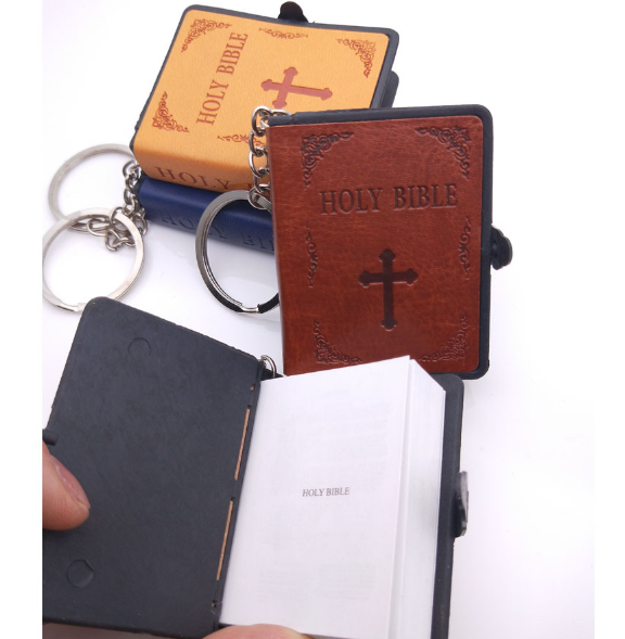 Mini Leather Cross Keychain Image 3