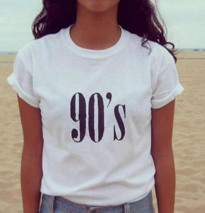 90's Letter Print Short Sleeve T-shirt