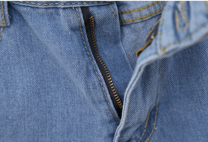 High-Waisted Denim Shorts in action
