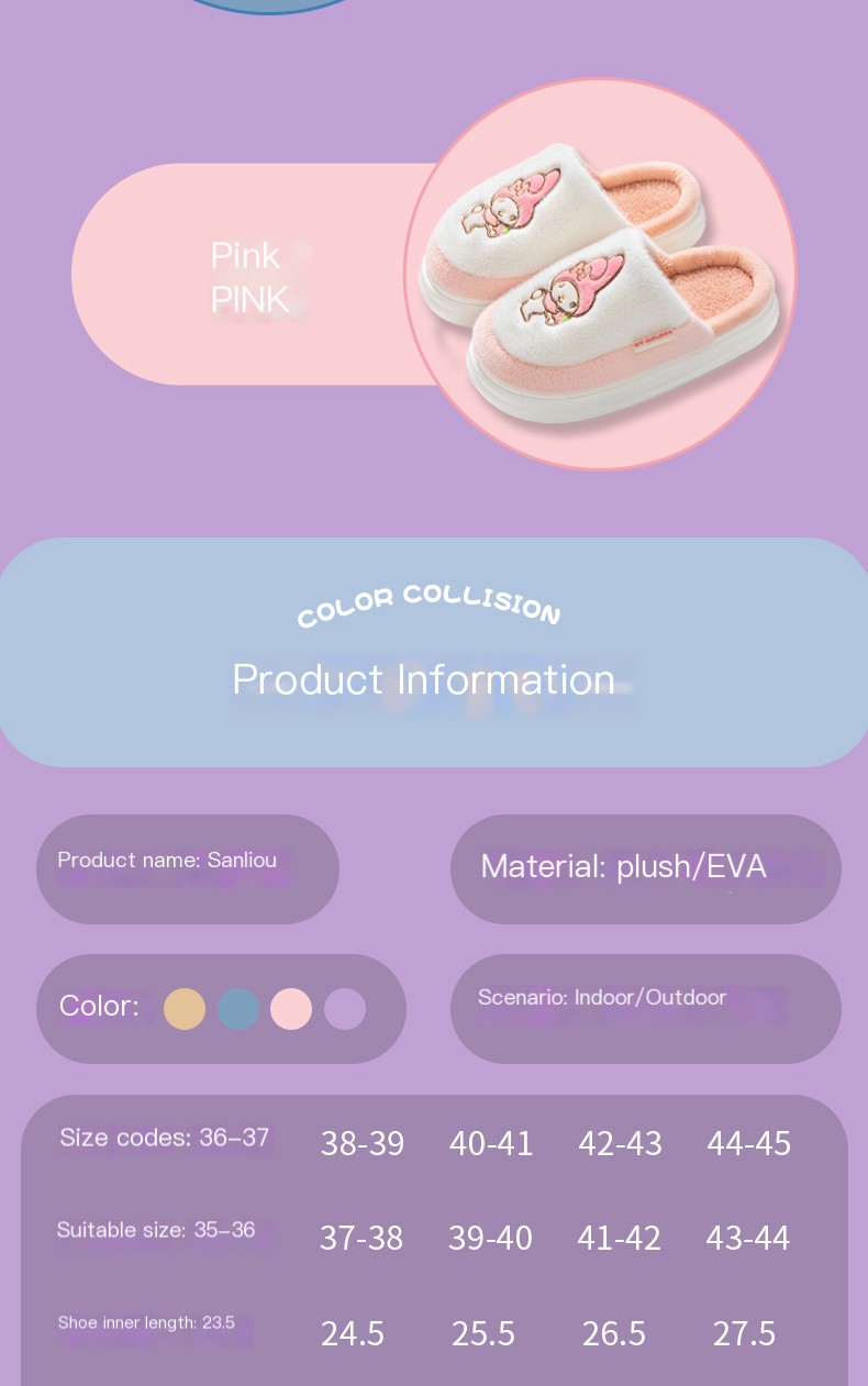 Sanrio Winter Plush Slippers