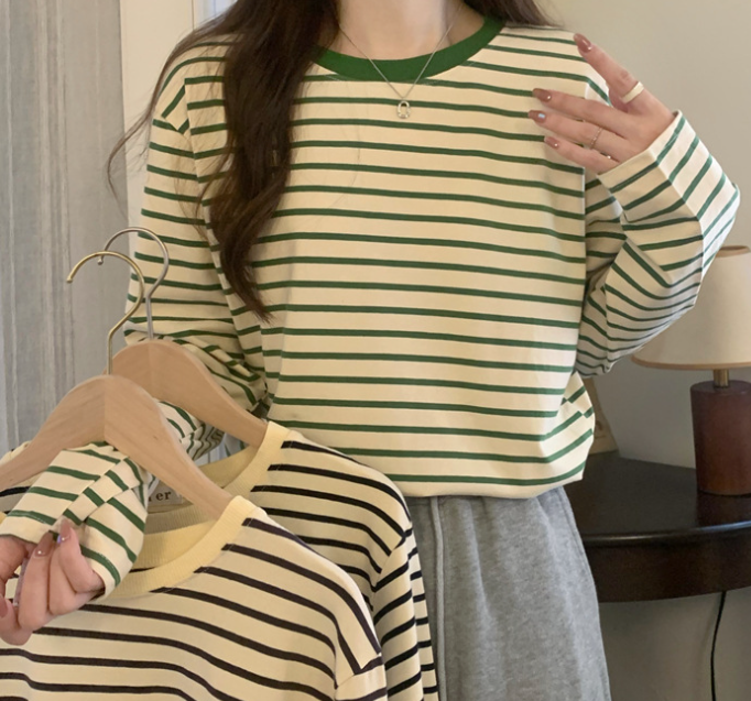 Women's Loose Long-sleeved Striped Shirt Image 3