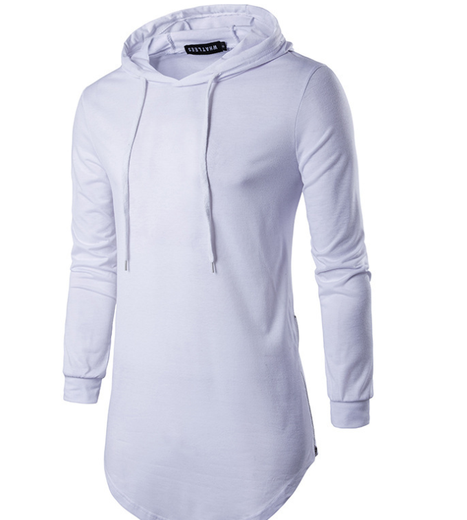 Hooded Long Shirt with V-neck