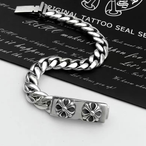 Vintage Korean Silver Cross Bracelet 4