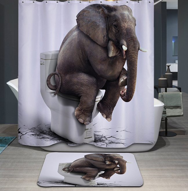 Elegant shower curtain design with elephant pattern