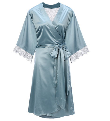 Lace Sexy Robe in Grey Haze Blue