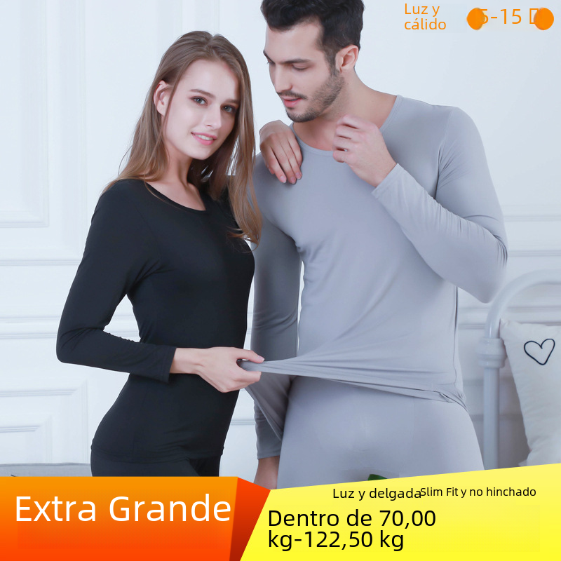 New plus fat men's thermal underwear set women's large size autumn clothes autumn pants bottoming fat MM cotton sweater wholesale image