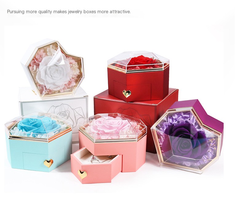New love eternal flower gift box Valentine's Day Rose jewelry box Christmas love jewelry box in stock wholesale
