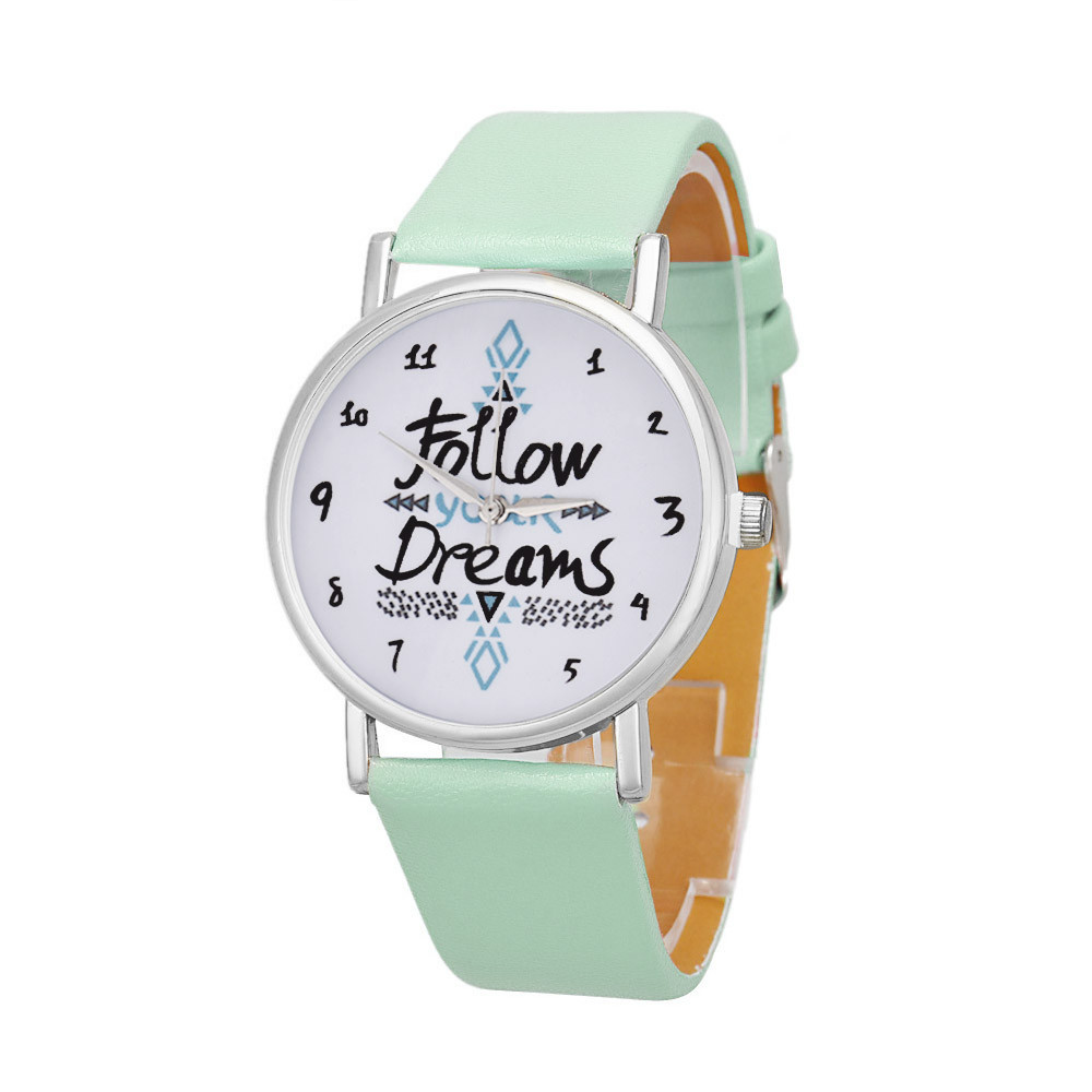 Men's leather belt watch - Lake Blue color
