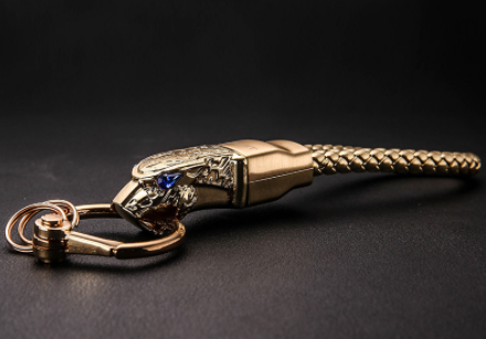 Leopard head car keychain - Gold