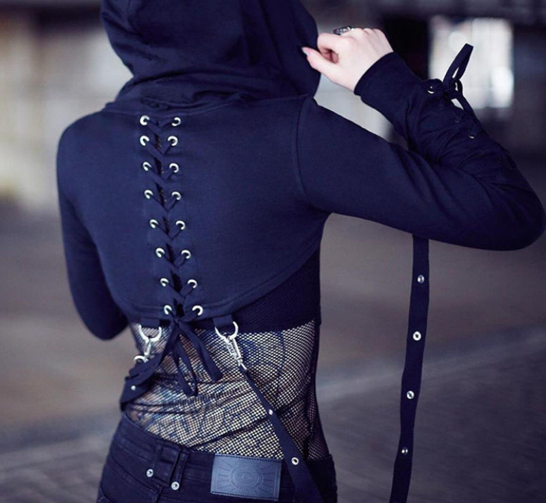 Women's Punk Print Long Sleeve Loose Sweatshirt Image 3