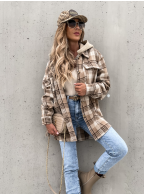 Hooded Plaid Shirt Jacket 3