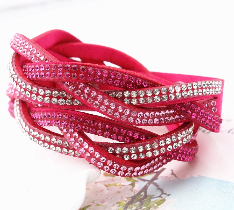 Diamond-studded leather bracelet image 1