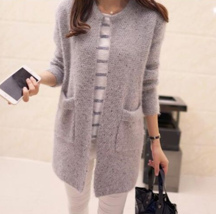 Mohair Pocket Cardigan Wine Red