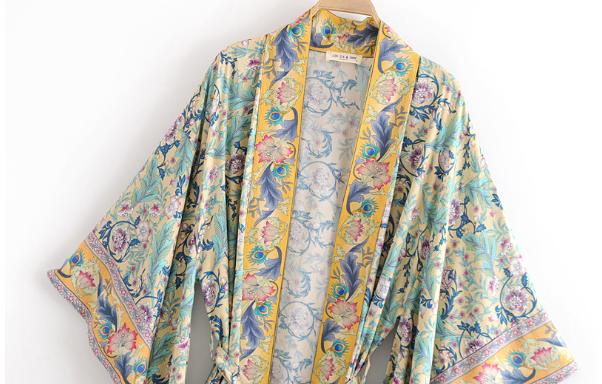 Fengwei Print Long Kimono Cardigan Image 3