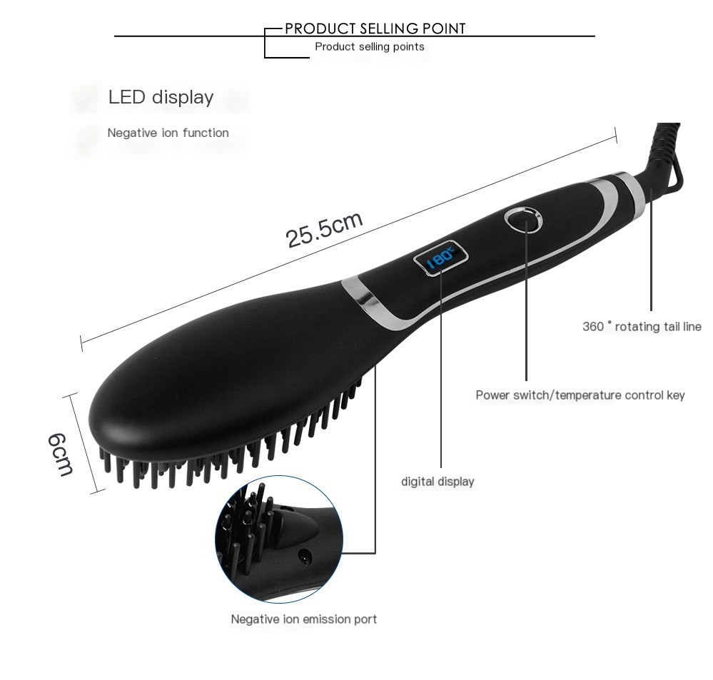 Ceramic Hair Straightening Brush Image 2