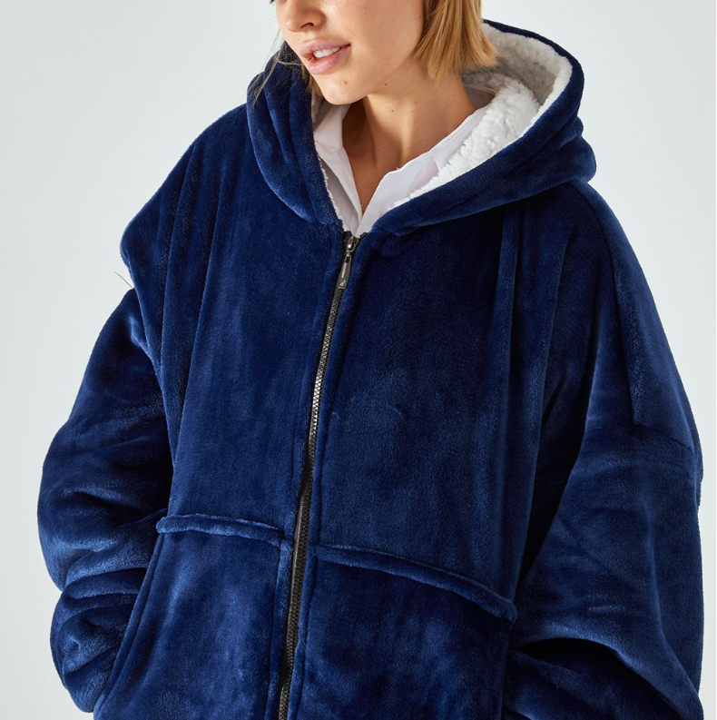 Zippered Front of TV Blanket Hoodie