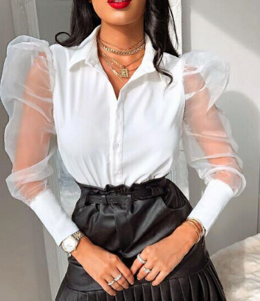 Bubble Sleeve Long Sleeve Shirt Image 3
