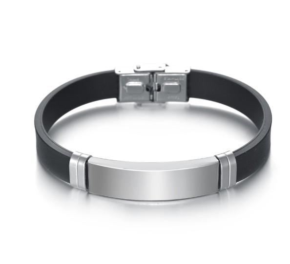 Hip Hop Bad Bunny Stainless Steel Silicone Bracelet Bangle Image 1