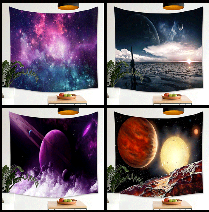 Pink and Blue Universe Tapestry Image 4