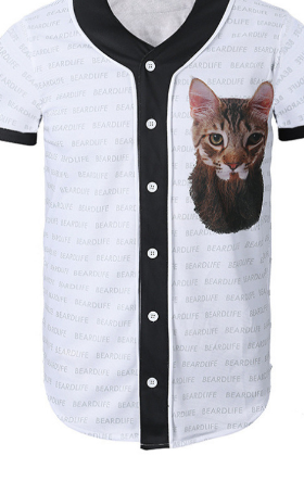 3D Black and White Cat Color Block Short Sleeve 2