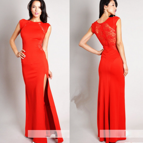 Lace Evening Dress Navy Blue