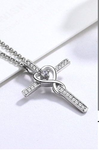 Silver Infinity Cross Necklace 4