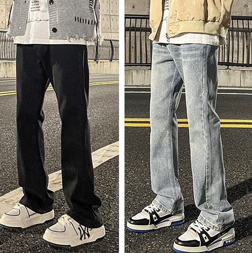 Washed Distressed Fit Straight-leg Jeans