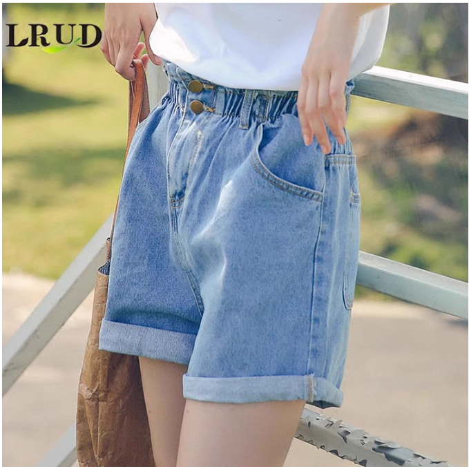 High-waisted denim shorts