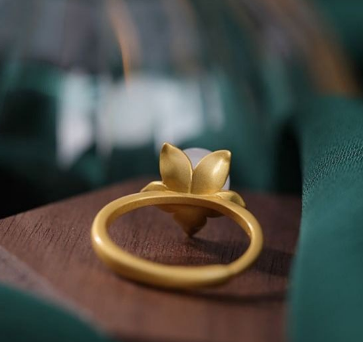 Natural Hetian Jade Qingyu Ring Image 2