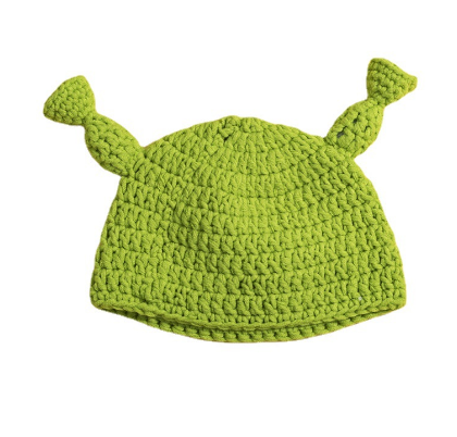 Green Cartoon Funny Knitting Wool Hat Image 4