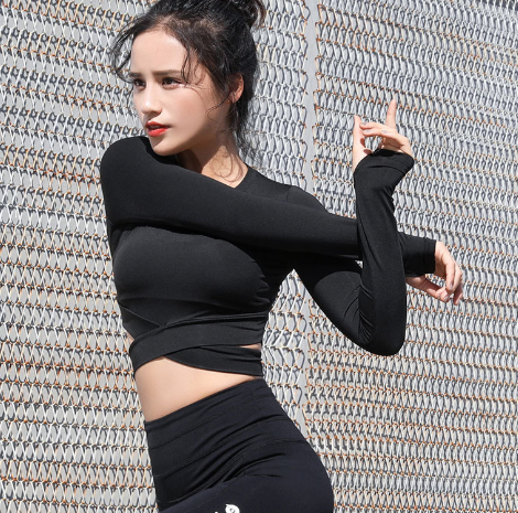 Long Sleeve Yoga Crop Top in Action