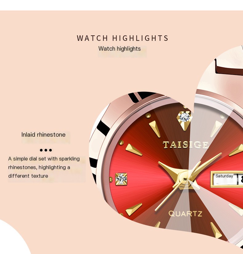 Rose Gold Rectangular Waterproof Watch 2