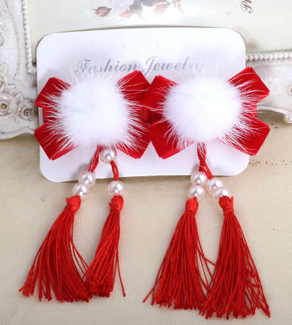 Fringed Hair Ball Hairpin Style F