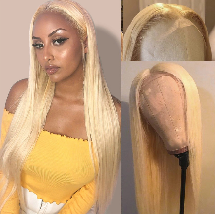 Mid-Section Blond Long Straight Hair Wig