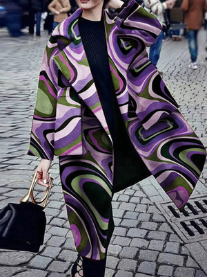 Casual Long Solid Warm Woolen Coat Image 2