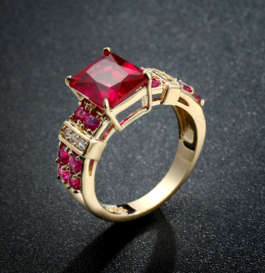 Anillo de Moda Rectangular de Obsidiana
