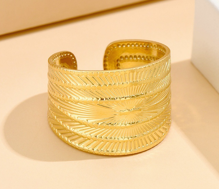 Retro Wide Stainless Steel Ring 2