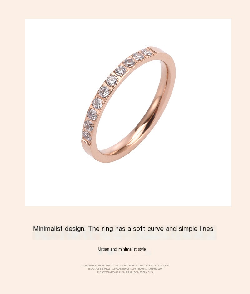 3MM Stainless Steel Zircon Ring 2