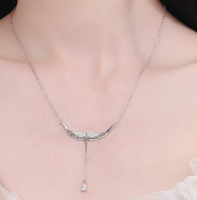 S925 Silver Necklace with Angel Wings Design