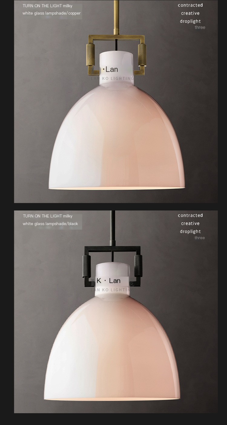 Vintage American Style Copper Glass Pendant Lamp 5
