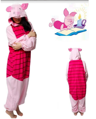 Pink cow cartoon one-piece pajamas image
