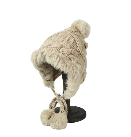 Cute Ears Thick Wool Hat Cape