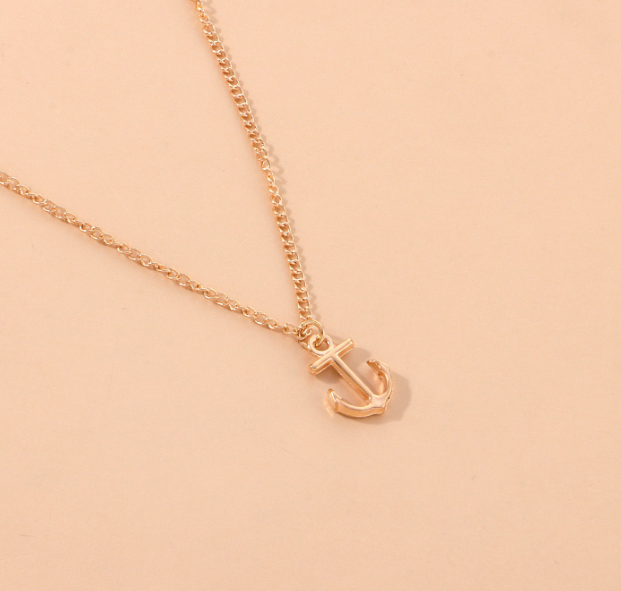 Anchor Shaped Cross Necklace - Gold
